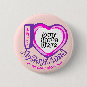 Badge Rond 5 Cm Joli cœur violet rose Je aime Mon Petit Ami