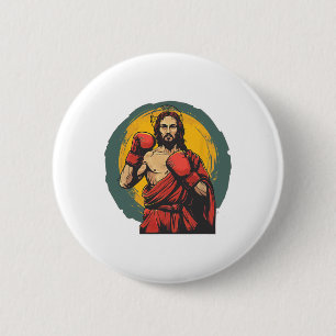 Badge Rond 5 Cm Joli Costume De Punching Jésus Pour Boxer Et Boxer