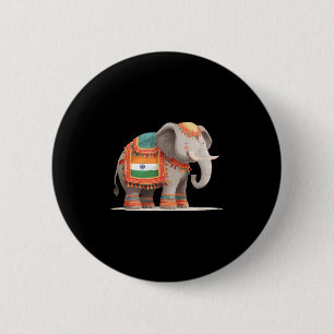 Badge Rond 5 Cm Joli Costume D'Éléphant Pour Les Couleurs Indienne