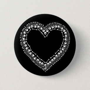 Badge Rond 5 Cm Joli crâne coeur