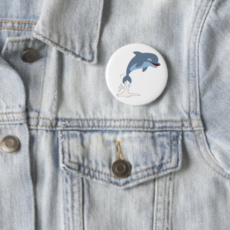 Badge Rond 5 Cm Joli Dauphin Caricature Amusant