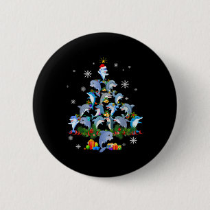 Badge Rond 5 Cm Joli dauphin de Noël Animal de compagnie Dolphin L