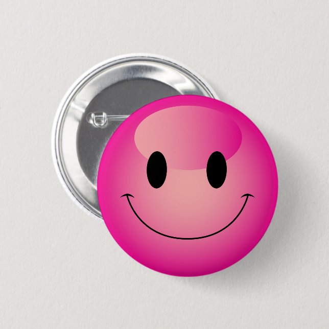 Badge Rond 5 Cm Joli Décora rose Chaud Kei Souriant Emoji (Devant & derrière)