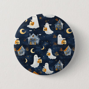 Badge Rond 5 Cm Joli design Halloween avec fantômes et citrouille