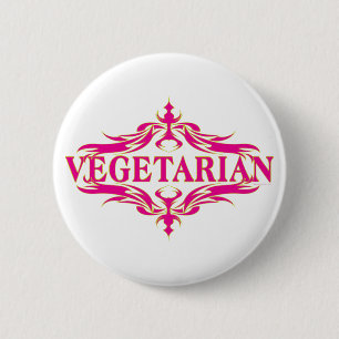 Badge Rond 5 Cm Joli design végétarien rose