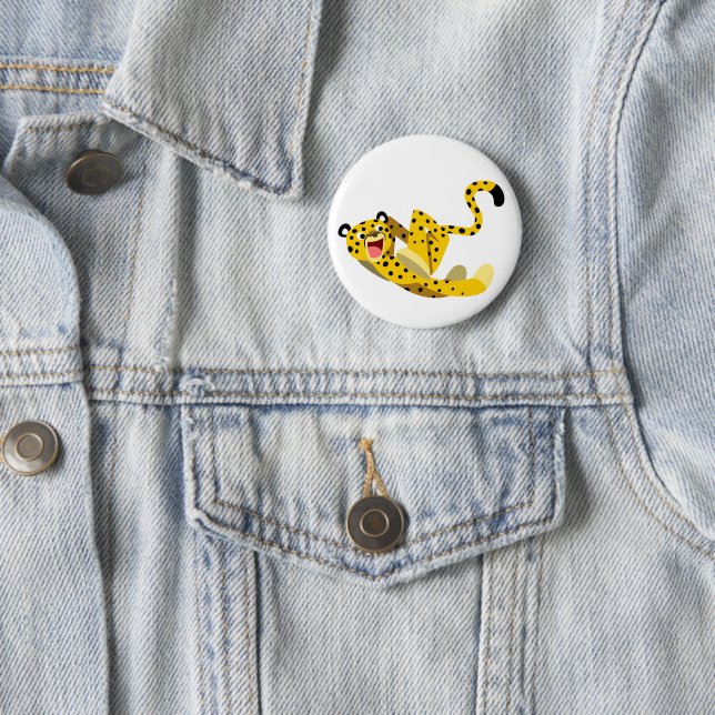 Badge Rond 5 Cm Joli dessin animé Cheetah (En situation)
