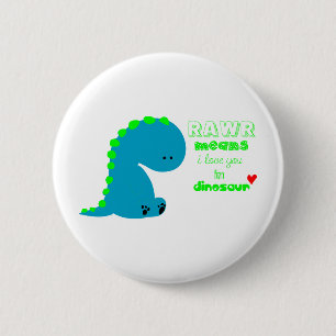 Badge Rond 5 Cm Joli Dinosaure RAWR