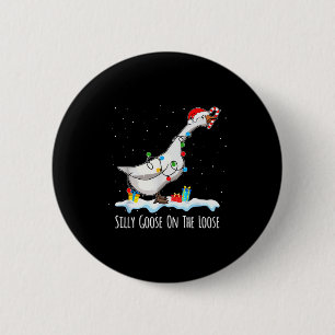 Badge Rond 5 Cm Joli drôle de Père Noël Canard Oie Ridicule en lib