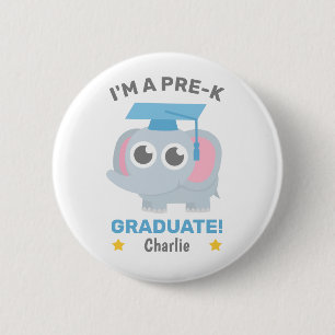 Badge Rond 5 Cm Joli éléphant gris, je suis un diplômé de pré-mate