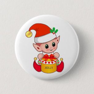 Badge Rond 5 Cm Joli elfe de Noël