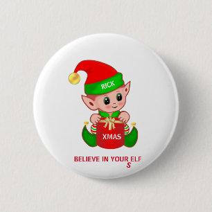 Badge Rond 5 Cm Joli elfe de Noël