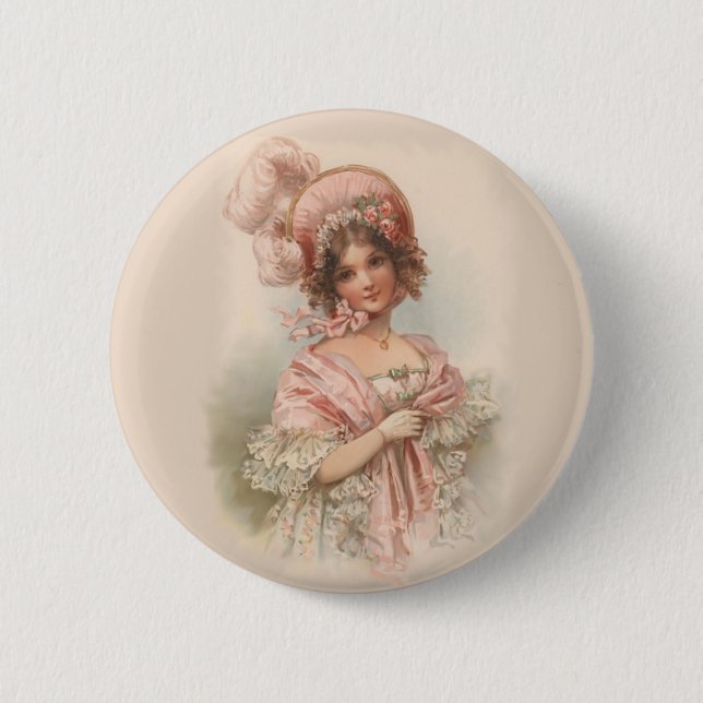 Badge Rond 5 Cm Joli en rose (Devant)