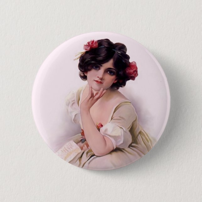 Badge Rond 5 Cm Joli En Rose (Devant)