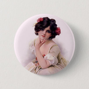 Badge Rond 5 Cm Joli En Rose