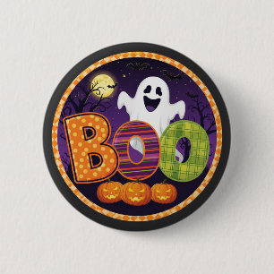 Badge Rond 5 Cm Joli fantôme de citrouille Boo d'Halloween