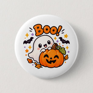 Badge Rond 5 Cm Joli Fantôme de Citrouille d'Halloween Bouton