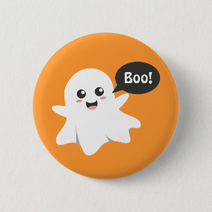 Badge Rond 5 Cm Joli Fantôme qui fait Bouh, Joy Halloween