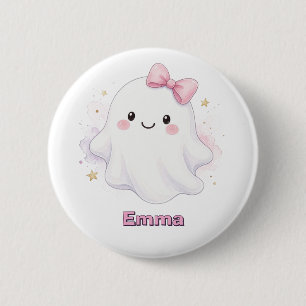 Badge Rond 5 Cm Joli fantôme rose Halloween Trick or Treat