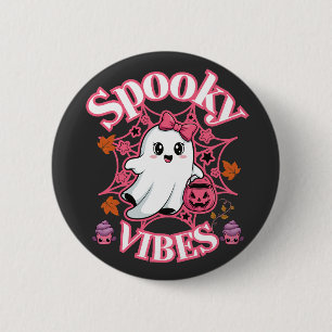 Badge Rond 5 Cm Joli Fantôme rose Vibes Éffrayantes Art