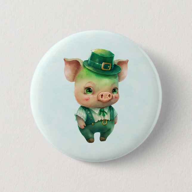 Badge Rond 5 Cm Joli Green St. Patrick's Day Pig (Devant)