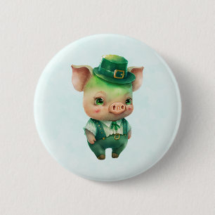 Badge Rond 5 Cm Joli Green St. Patrick's Day Pig