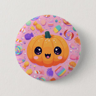 Badge Rond 5 Cm Joli Jack-o-lanterne avec bonbon - Bouton