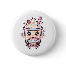 joli kawaii boba bubble tea bouton épinglé
