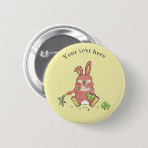 Badge Rond 5 Cm Joli Lapin Jaune Endormi