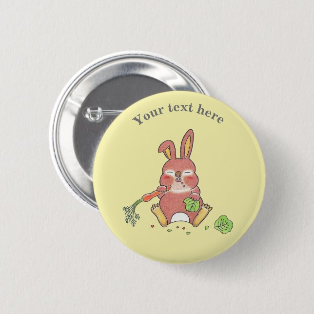 Badge Rond 5 Cm Joli Lapin Jaune Endormi (Devant & derrière)