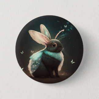 Badge Rond 5 Cm Joli lapin lapin de lapin de fée magique