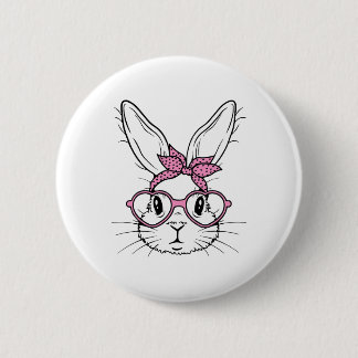 Badge Rond 5 Cm Joli Lapin Rabbit Face Avec Bandana Heart Gles Eas