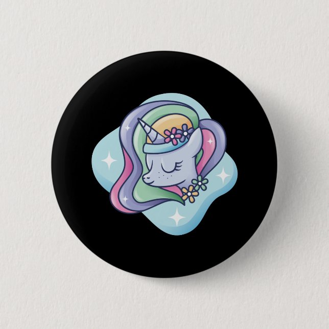 Badge Rond 5 Cm Joli Licorne Arc-en-ciel (Devant)