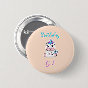 Badge Rond 5 Cm Joli licorne blanc rose