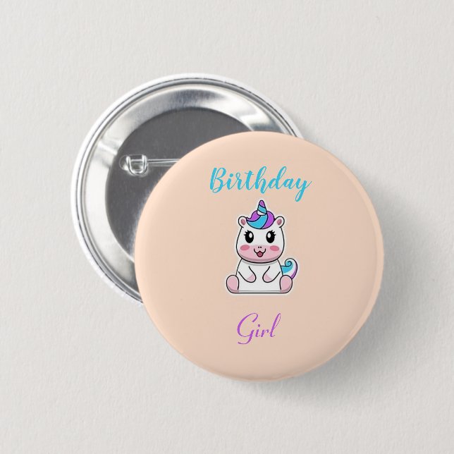 Badge Rond 5 Cm Joli licorne blanc rose (Devant & derrière)