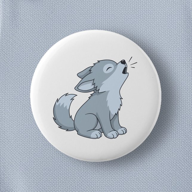 Badge Rond 5 Cm Joli louveteau hurlant (Créateur téléchargé)