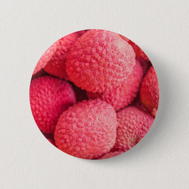 Badge Rond 5 Cm Joli Motif de Fruit Lychee Rose (Devant)
