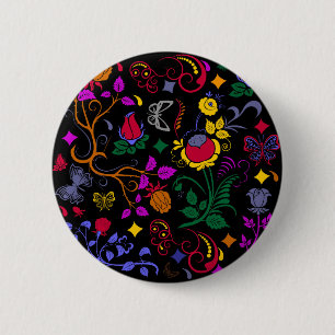 Badge Rond 5 Cm Joli motif floral coloré