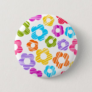Badge Rond 5 Cm Joli motif floral fleuri coloré girly joyeux