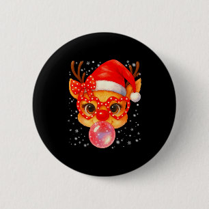 Badge Rond 5 Cm Joli nez rouge de chewing-gum de Noël Xmas Gi