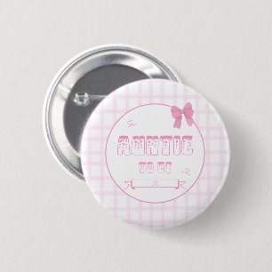 Badge Rond 5 Cm Joli Nœud Papillon Gingham Rose Pastel Tante-à-ven