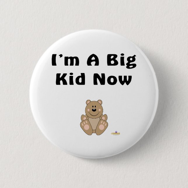 Badge Rond 5 Cm Joli ours Brown Je suis un grand enfant maintenant (Devant)