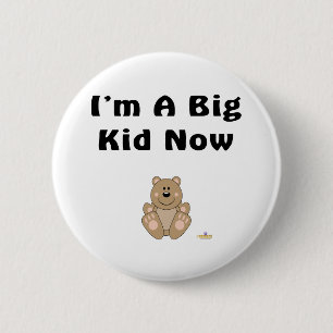 Badge Rond 5 Cm Joli ours Brown Je suis un grand enfant maintenant