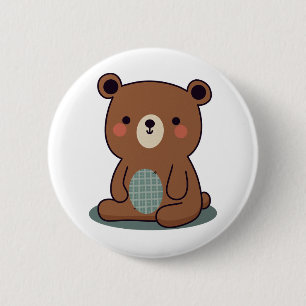 Badge Rond 5 Cm Joli Ours Brown Teddy