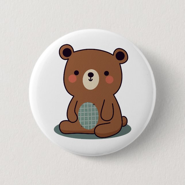 Badge Rond 5 Cm Joli Ours Brown Teddy (Devant)