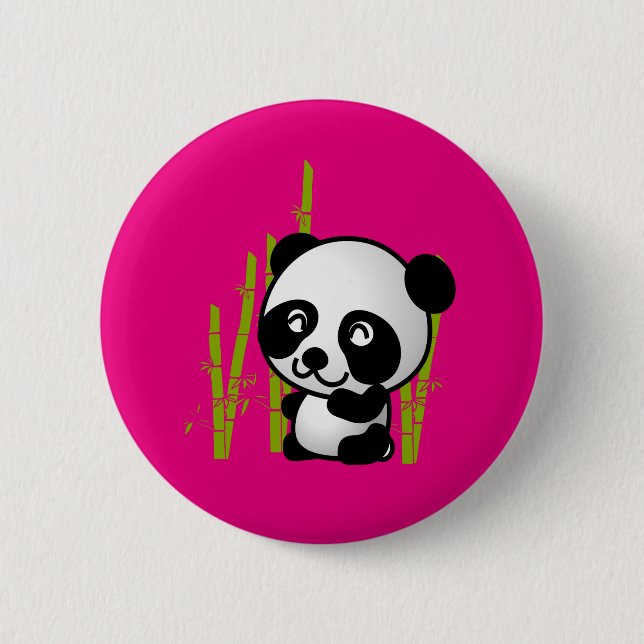 Badge Rond 5 Cm Joli ours de panda noir et blanc dans une bosquet  (Devant)
