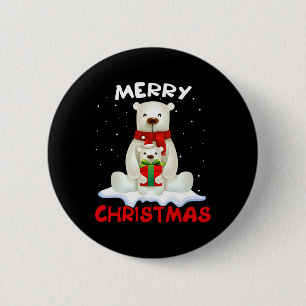 Badge Rond 5 Cm Joli Ours Polaire Joyeux Noël Noël Noël Noël Noël