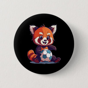 Badge Rond 5 Cm Joli Panda Rouge de Football