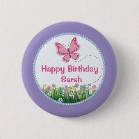 Joli papillon, bouton d'anniversaire de ressort