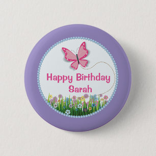 Badge Rond 5 Cm Joli papillon, bouton d'anniversaire de ressort