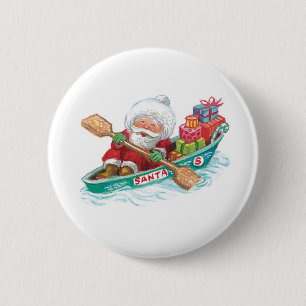 Badge Rond 5 Cm Joli Père Noël de dessin animé mignon dans un bate